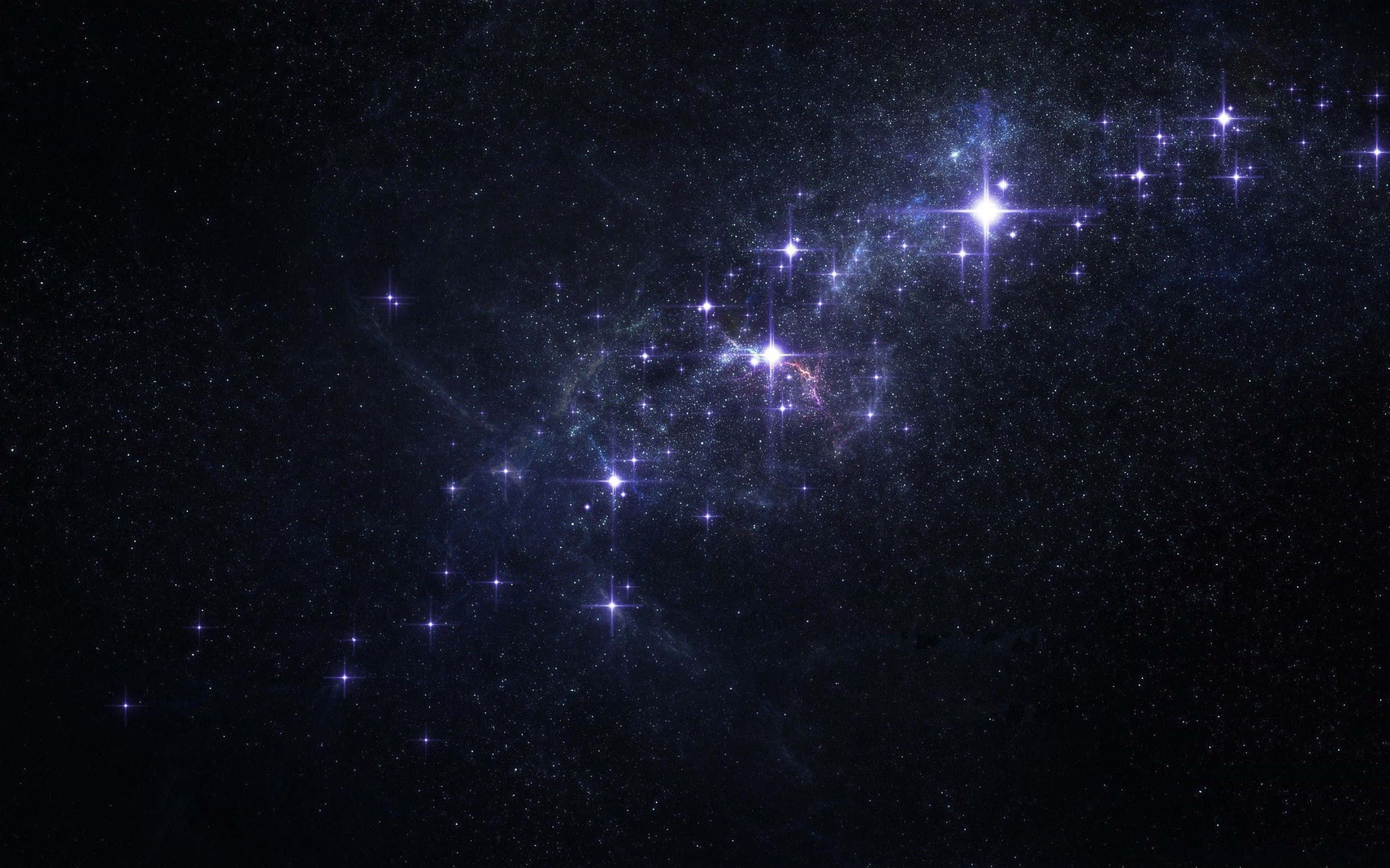 深空星座圖像 壁紙 — 一個令人嘆為觀止的景象，密集的星團在深邃的黑色宇宙虛空中發出鮮豔的藍色和白色光芒。
