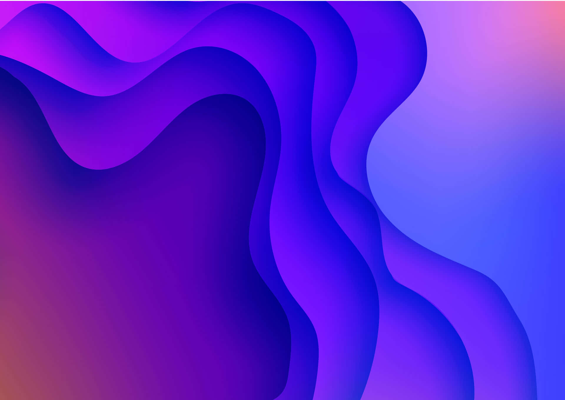 vector 桌布 壁紙 — 深紫色和藍色漸變的平滑流動波浪，營造出寧靜的數碼抽象背景。