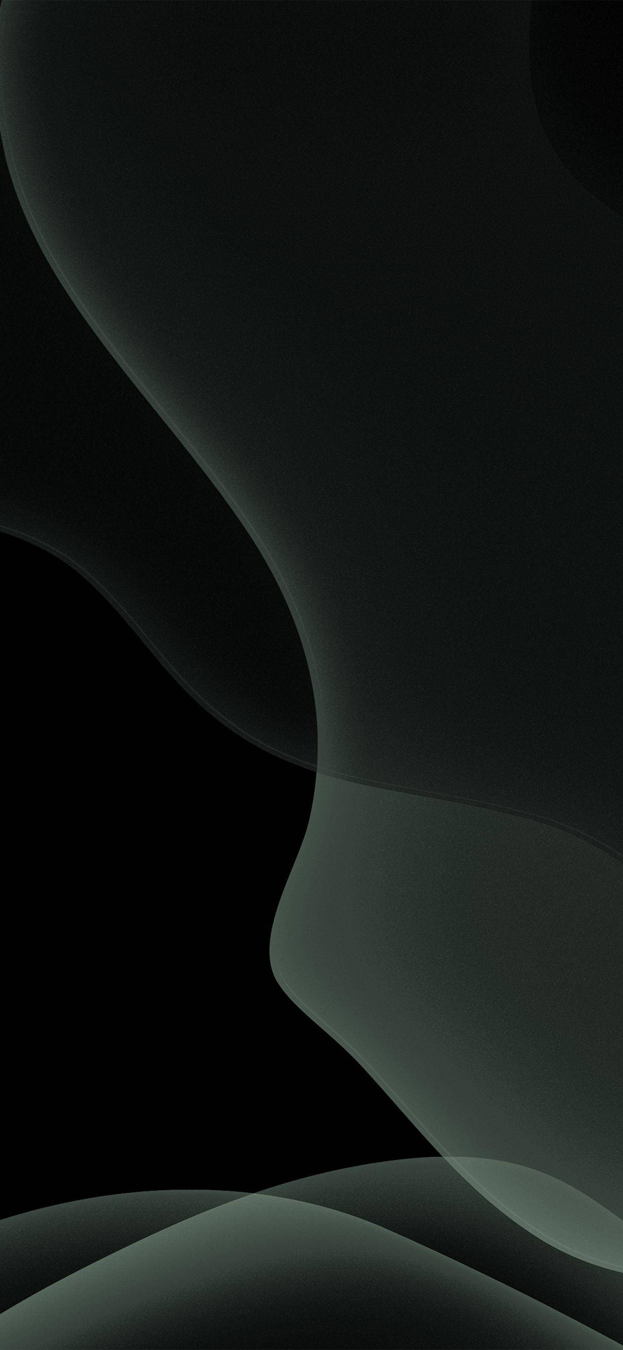 Black Aesthetic iPhone 桌布 壁紙 — 深綠色和黑色的優雅抽象波浪在極簡數位畫布上優美流動。