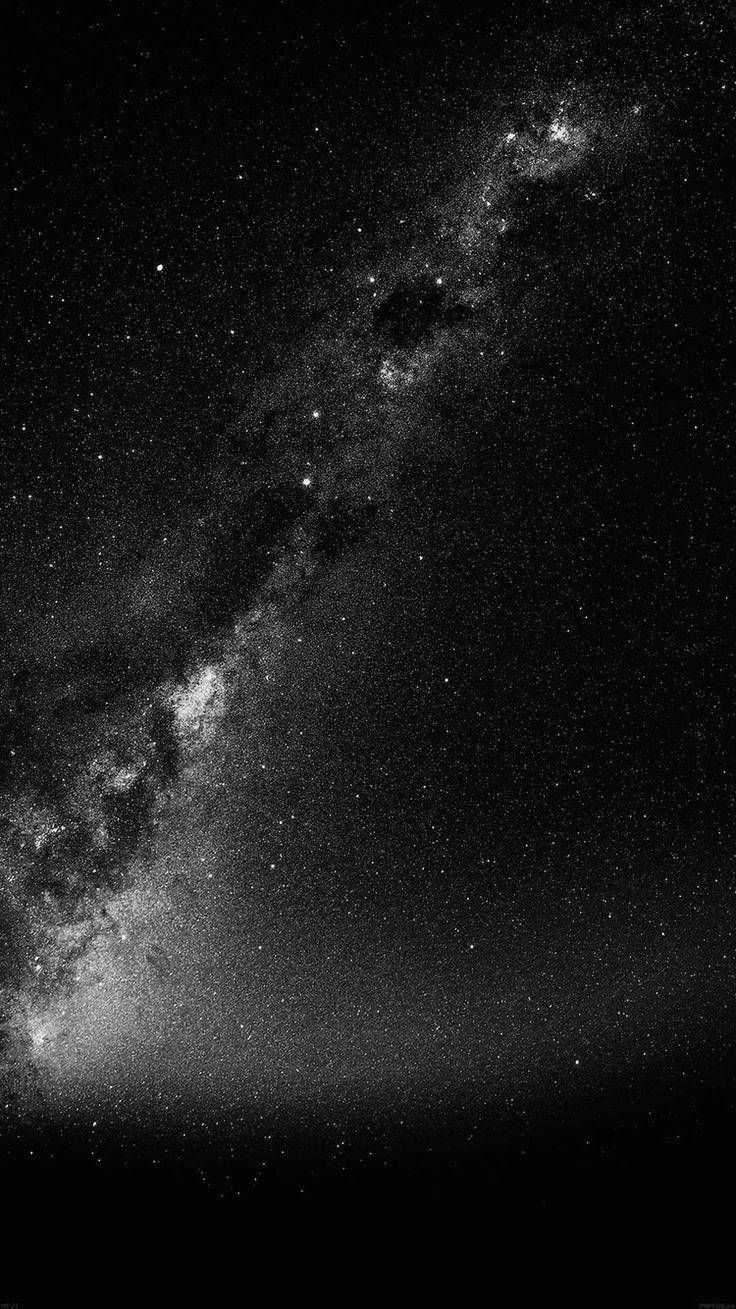深色手機星雲雲霧 壁紙 — 令人驚嘆的黑白視角，銀河系斜跨滿天星斗的夜空。