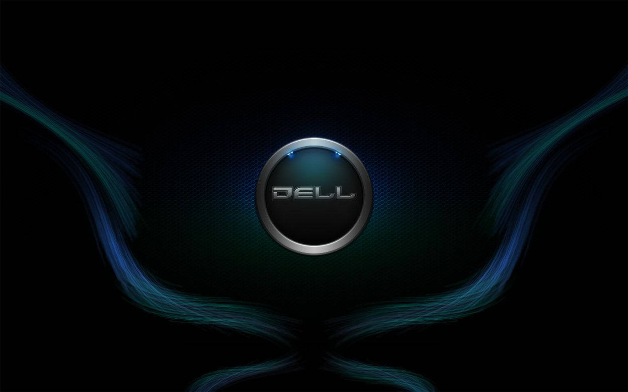 Dell標誌在黑暗背景上帶有發光的藍色能量流