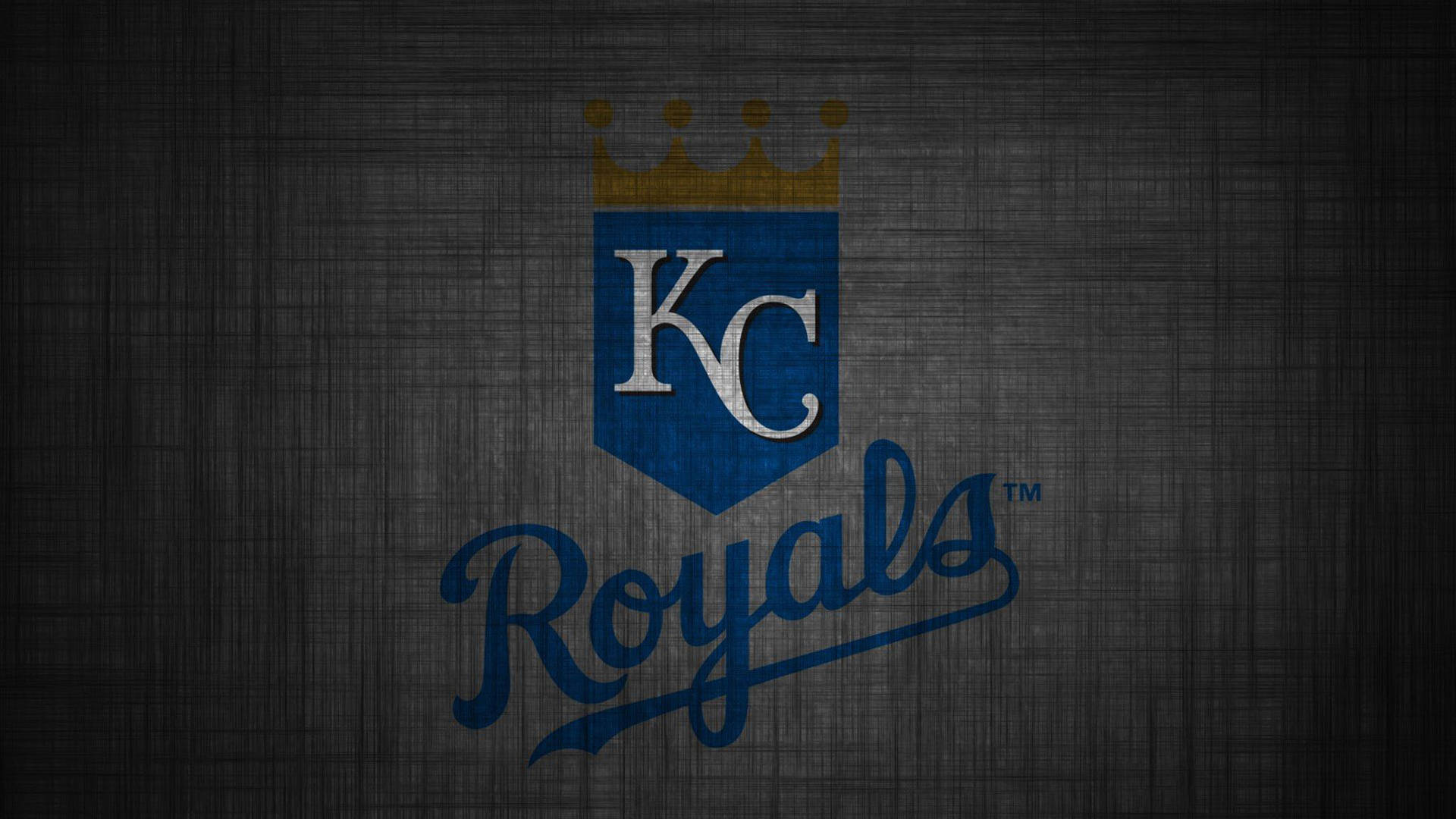 深色紋理背景上的 Kansas City Royals 棒球隊標誌。