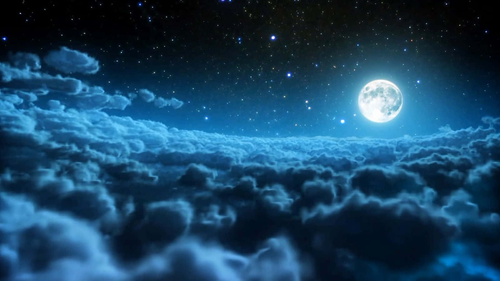 月亮在星空下的雲層上發光