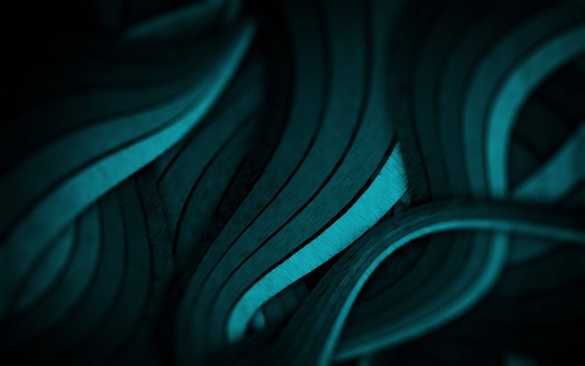 Multiple Gradient Teal Waves 壁紙 — 深藍綠色抽象波浪帶有發光高光，營造出流動而神秘的數位紋理。