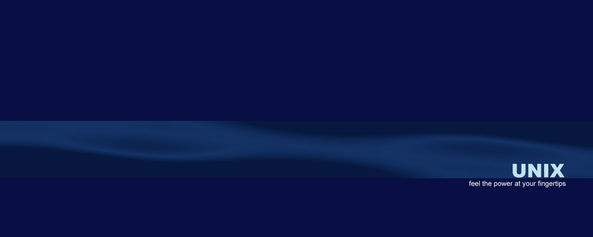 帶有白色UNIX文字標語的深藍色漸變背景。