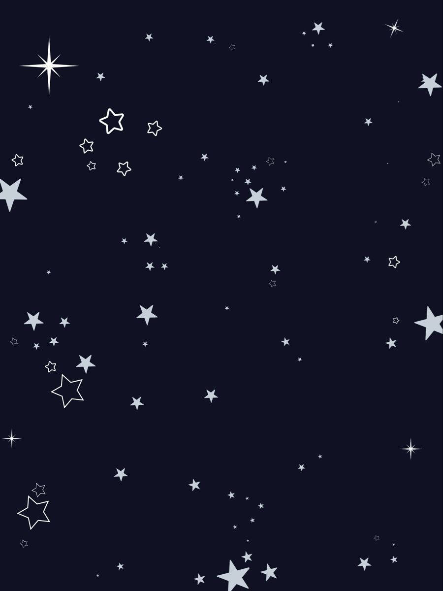 黑暗的天空中有不同大小和形狀的白色星星。 — 可愛 iPhone 壁紙 壁紙