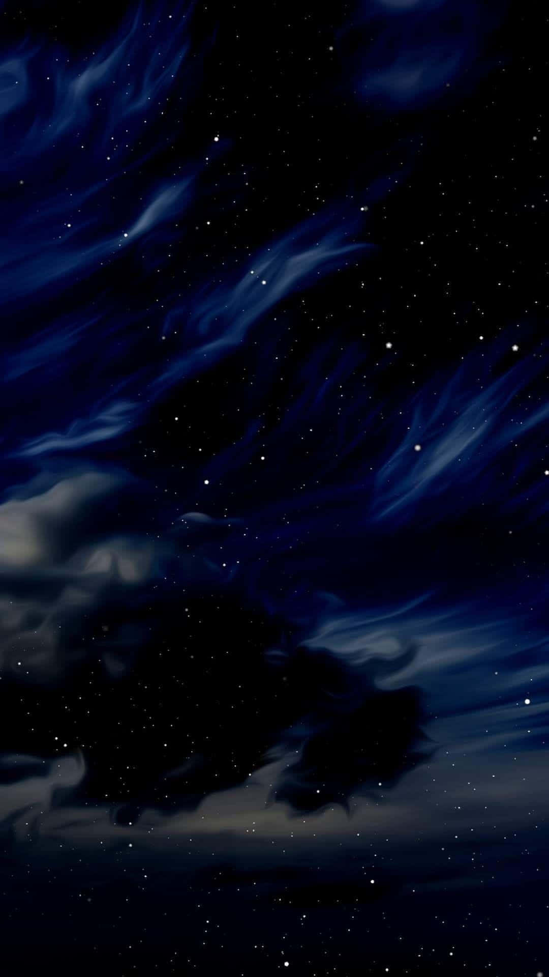 Perception 桌布 壁紙 — 深藍色夜空充滿旋轉的雲層和閃爍的星星，營造出寧靜的宇宙場景。