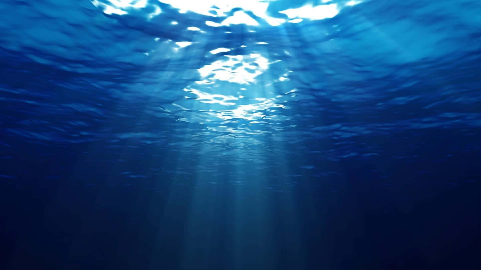 陽光穿過海面照射到深藍色海水中。