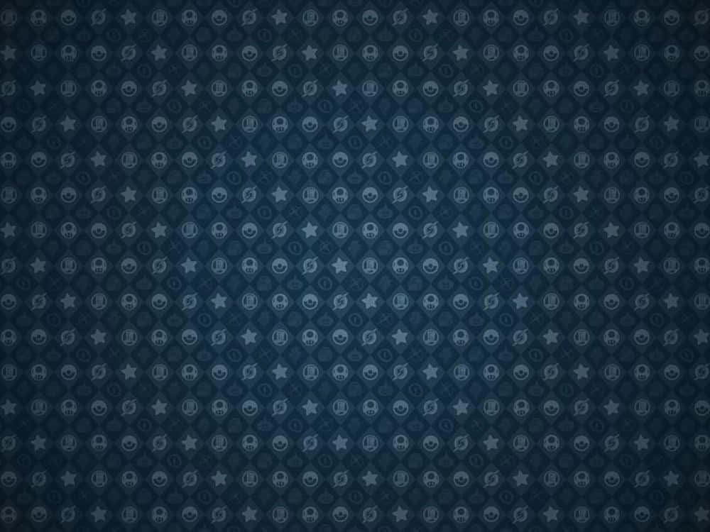 Beautiful Pattern 桌布 壁紙 — 深藍色牆紙，帶有重複的淡白色笑臉和星星圖案。