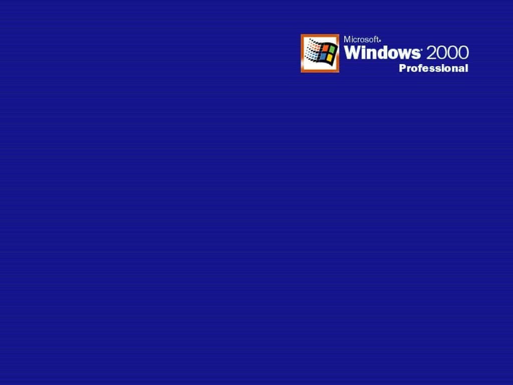 2000s 桌布 壁紙 — 深藍色紋理牆紙，右上角有Microsoft Windows 2000 Professional標誌。