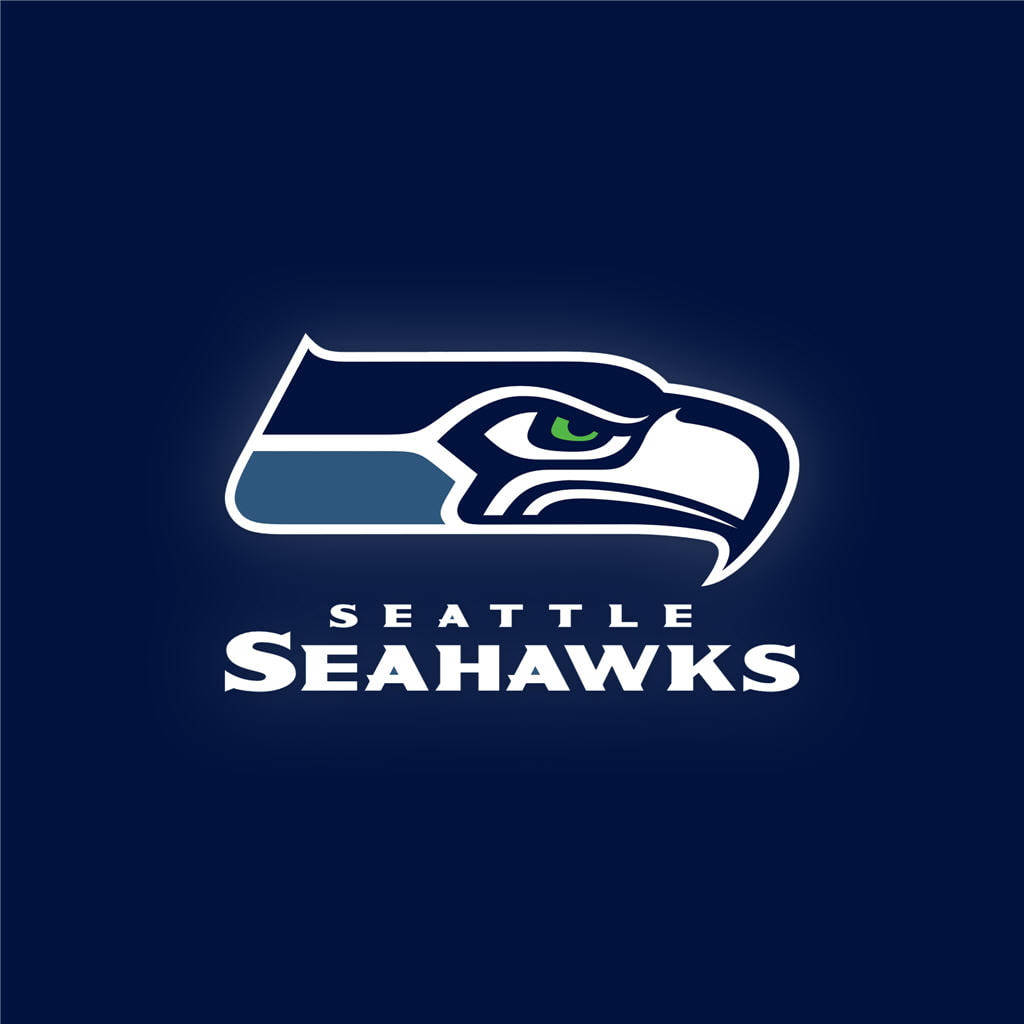 西雅圖海鷹隊NFL球隊標誌，鷹頭和綠色眼睛在深藍色上。