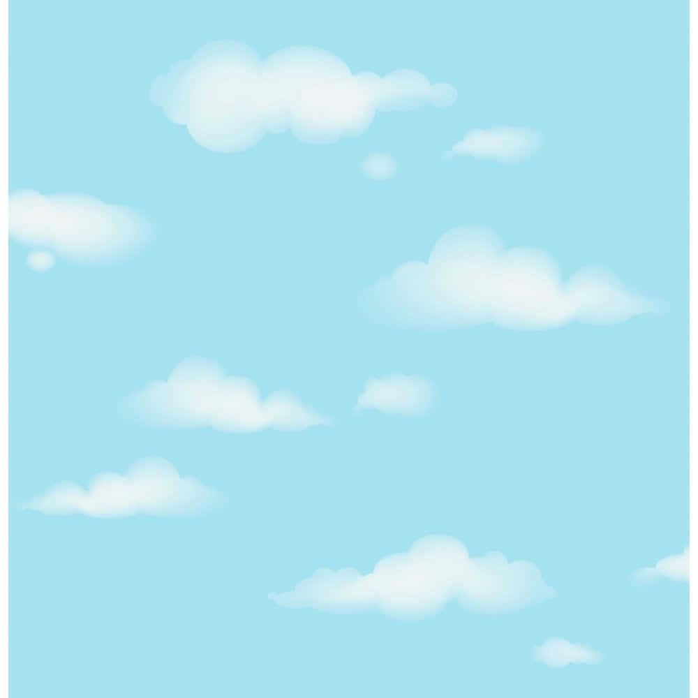 深邃藍天 壁紙 — 柔軟的白雲在寧靜的粉藍色天空中懶洋洋地飄浮，這是一幅極簡的數位插畫。