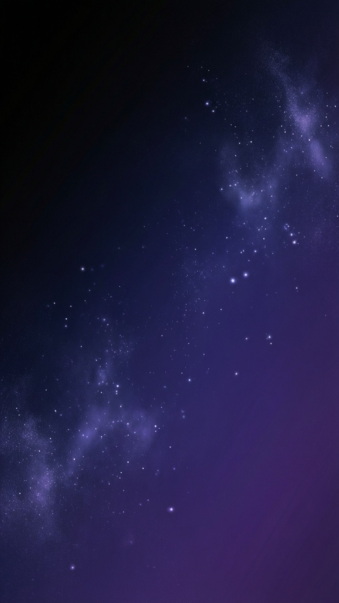 一個繁星點點的夜空，紫色和藍色的星雲柔和地發光。