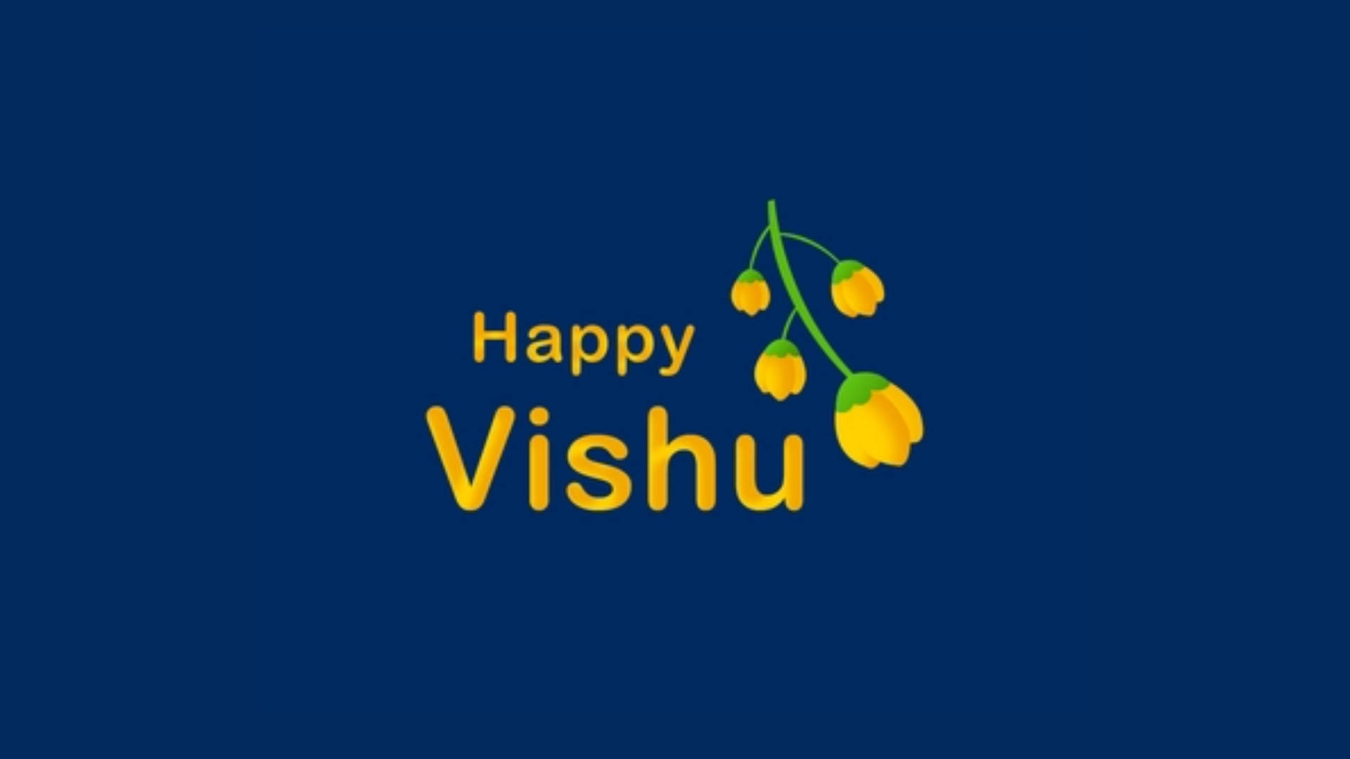 藍色背景上帶有黃色花朵的Happy Vishu祝福