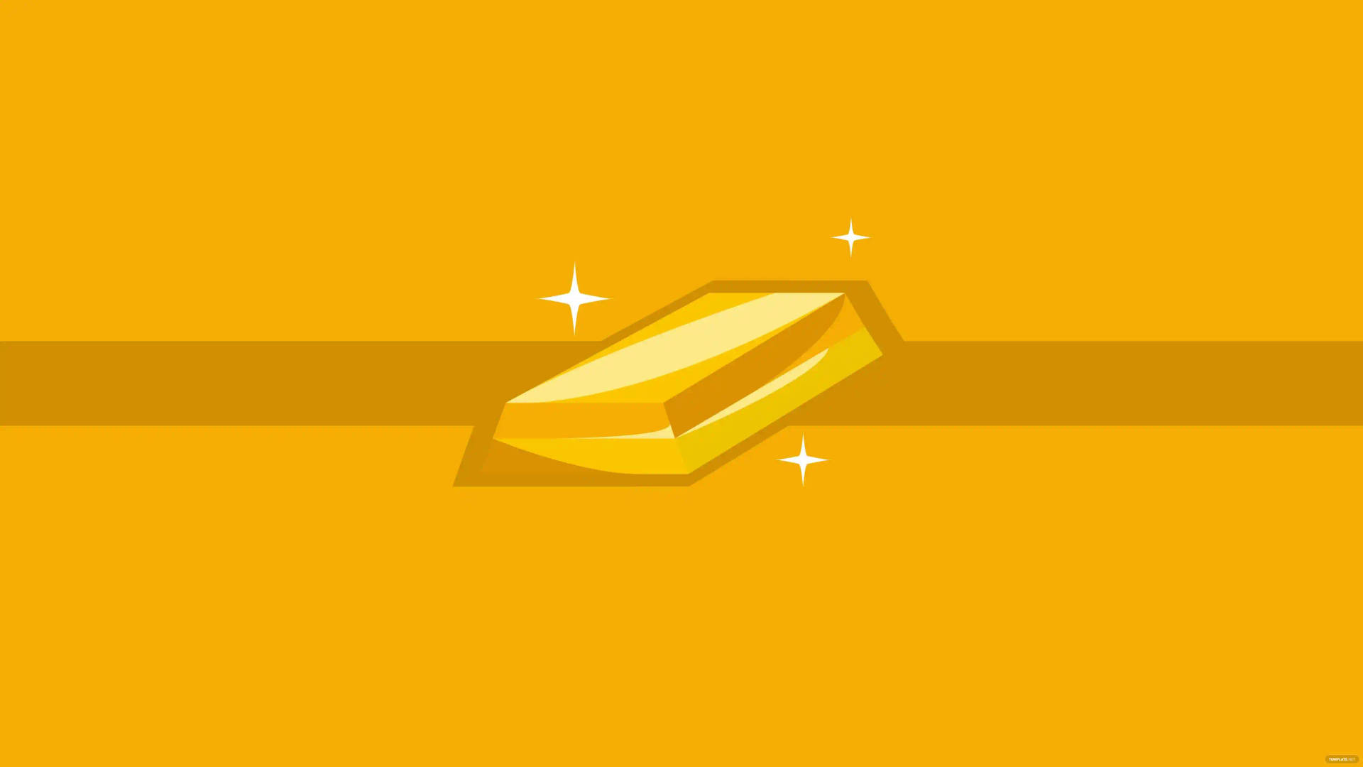 橙色背景上閃亮的金條與閃光