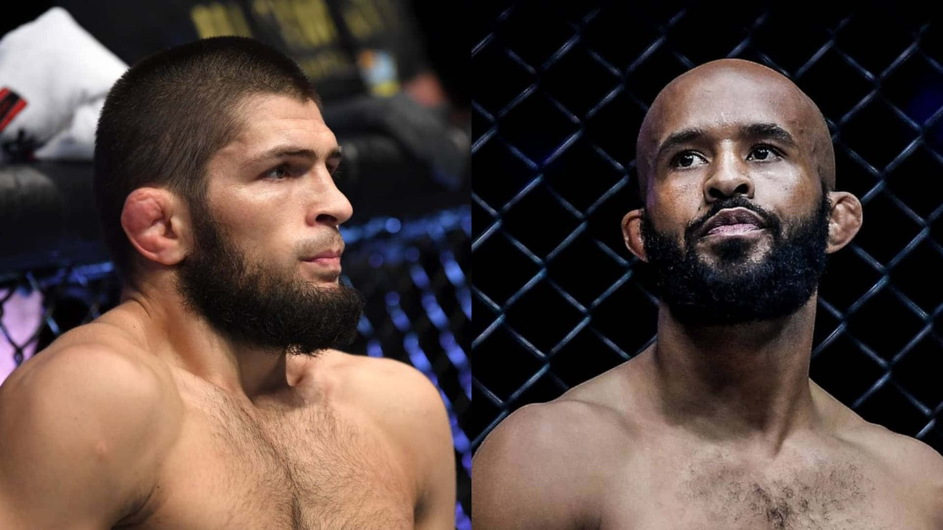 兩位赤裸上身的MMA拳手在籠內互相凝視。