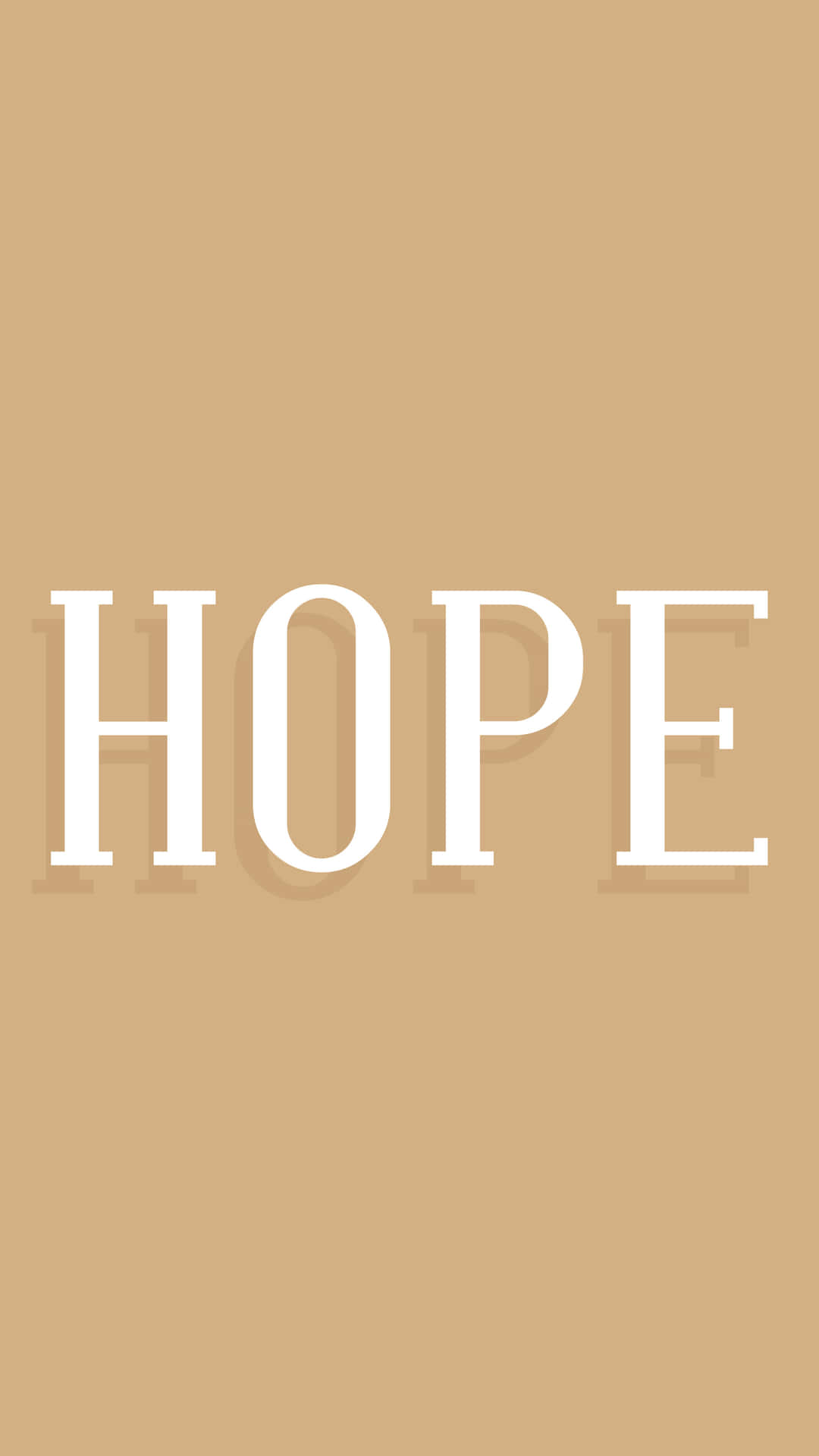 米色背景上的白色文字「HOPE」。