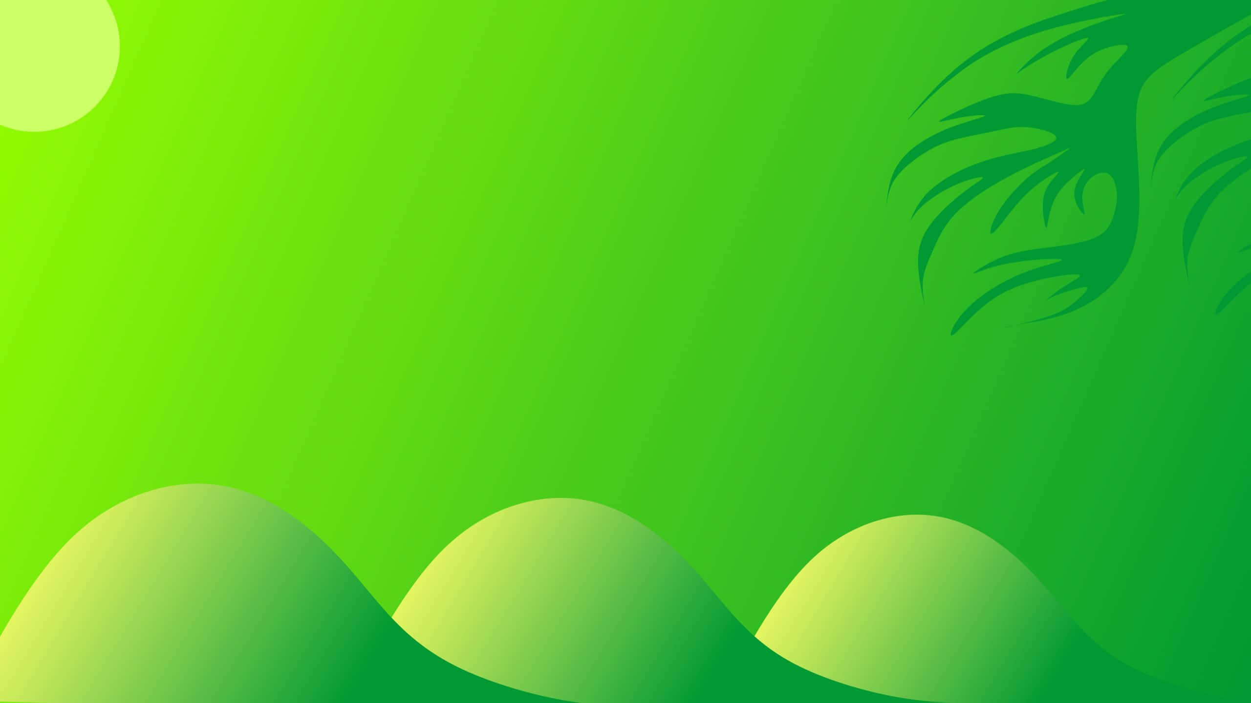 帶有波浪形狀和棕櫚葉的抽象綠色漸變。