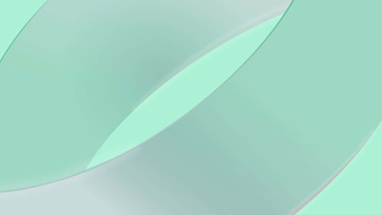 抽象極簡設計，重疊的薄荷綠色和白色彎曲平面。