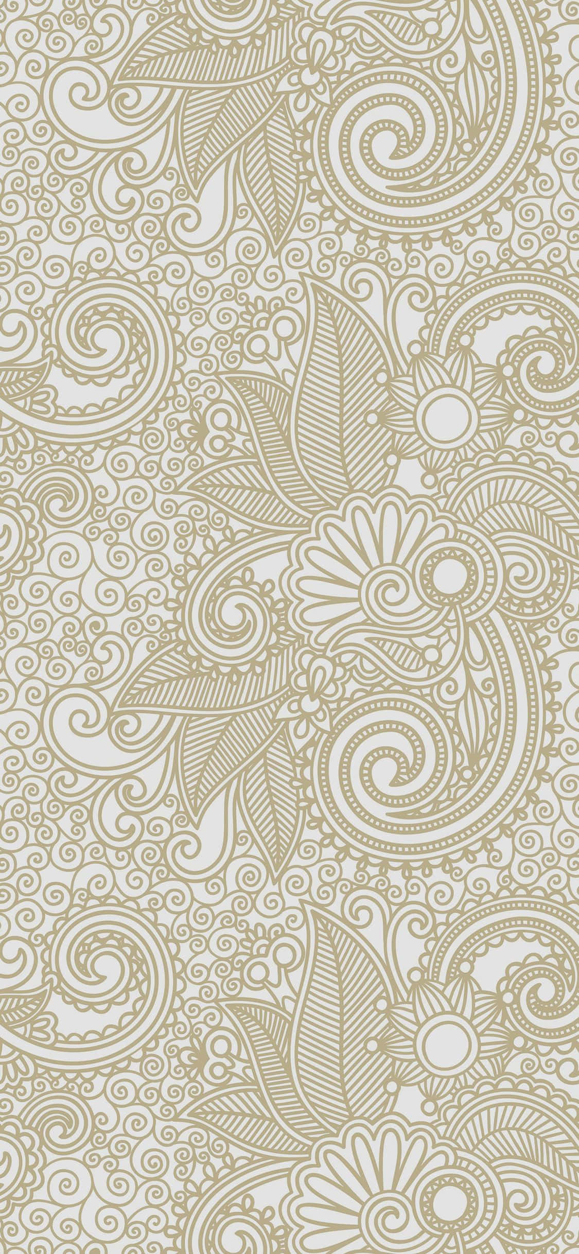 Paisley 桌布 壁紙 — 淺色背景上帶有漩渦葉片和花卉圖案的複雜米色和奶油色佩斯利花紋。