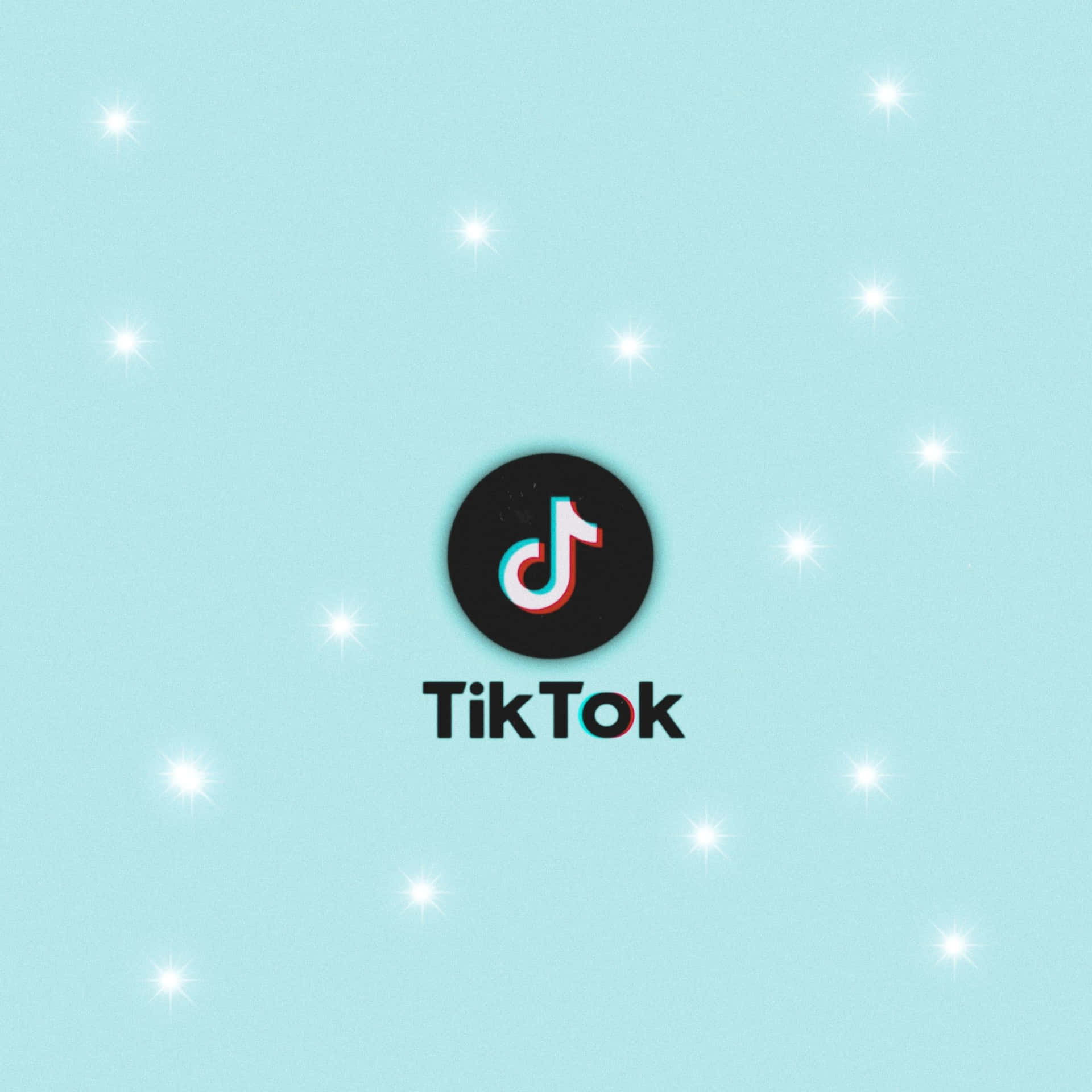 TikTok 標誌在藍色背景上帶有星爆效果