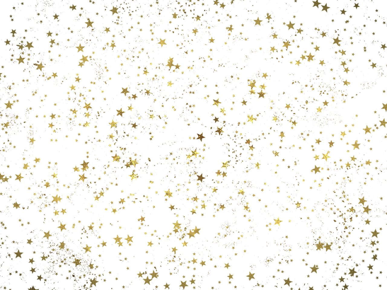 清新日出 壁紙 — 一片閃爍的金色星星散落在純白背景上，猶如閃閃發光的五彩紙屑。