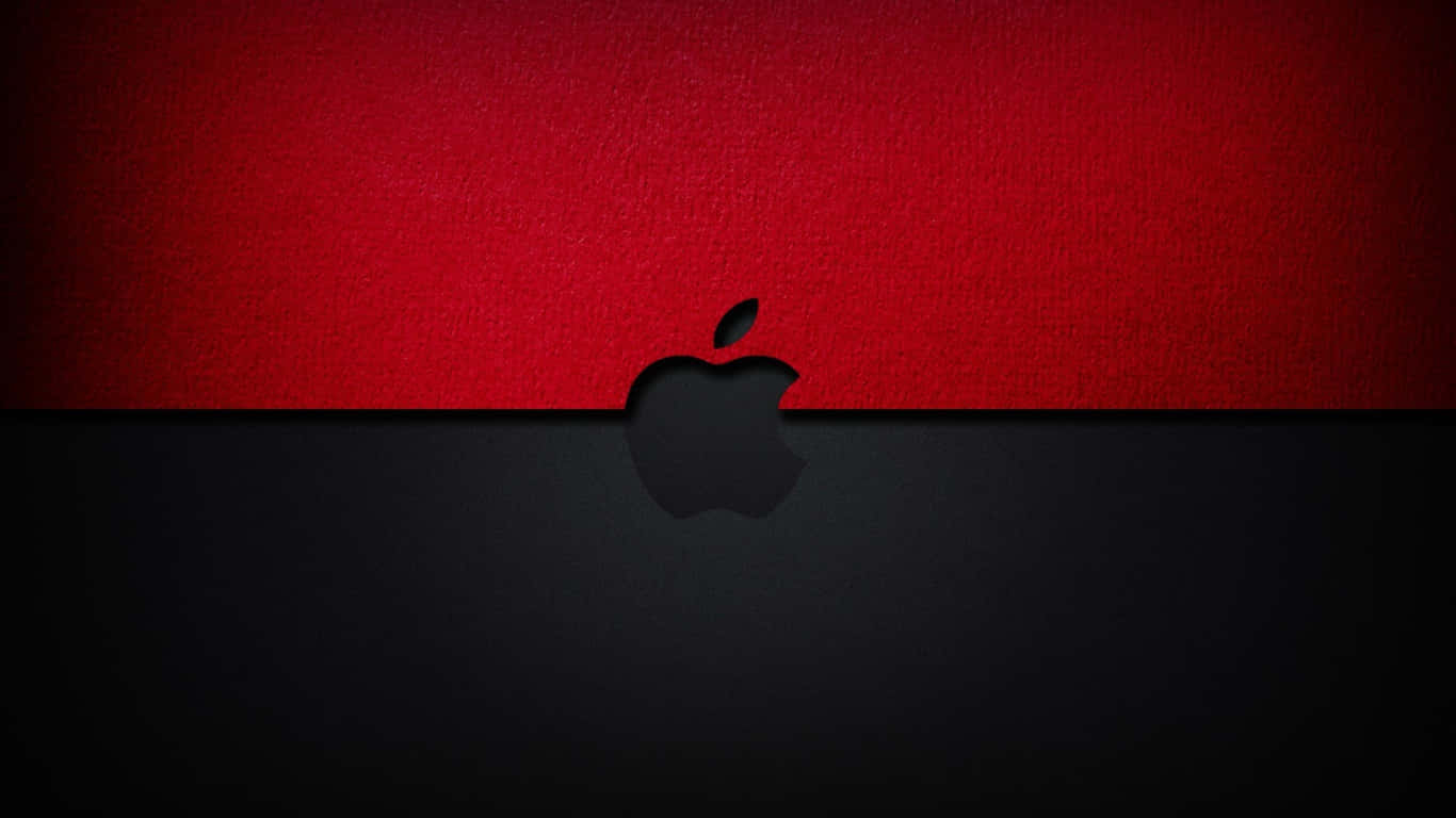 清新水果風蘋果桌面壁紙 壁紙 — 一個時尚的Apple標誌居中，鮮紅色與深黑色紋理背景相遇。