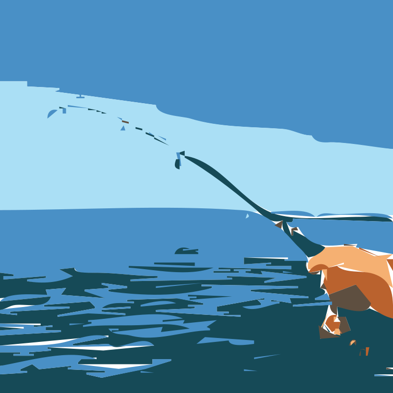 湖畔拋竿釣魚