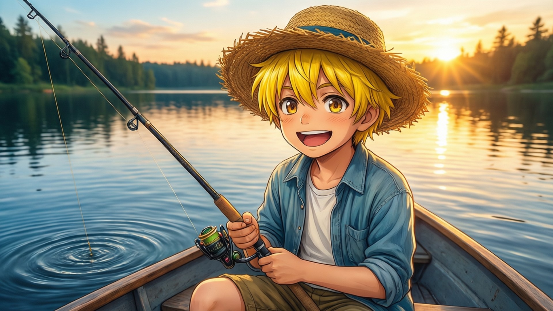 湖邊釣魚 壁紙