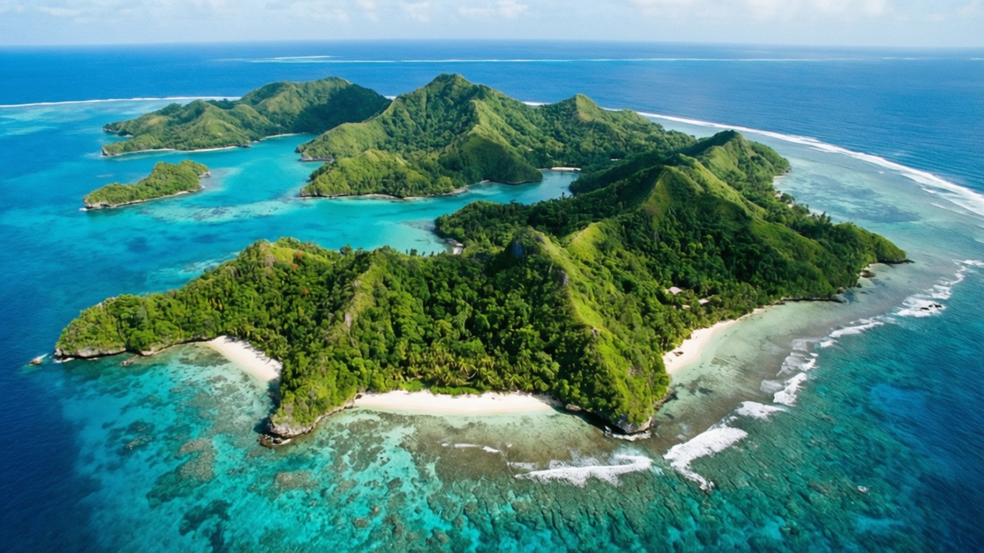 熱帶島嶼，擁有白色沙灘和碧綠海水，被珊瑚礁環繞。