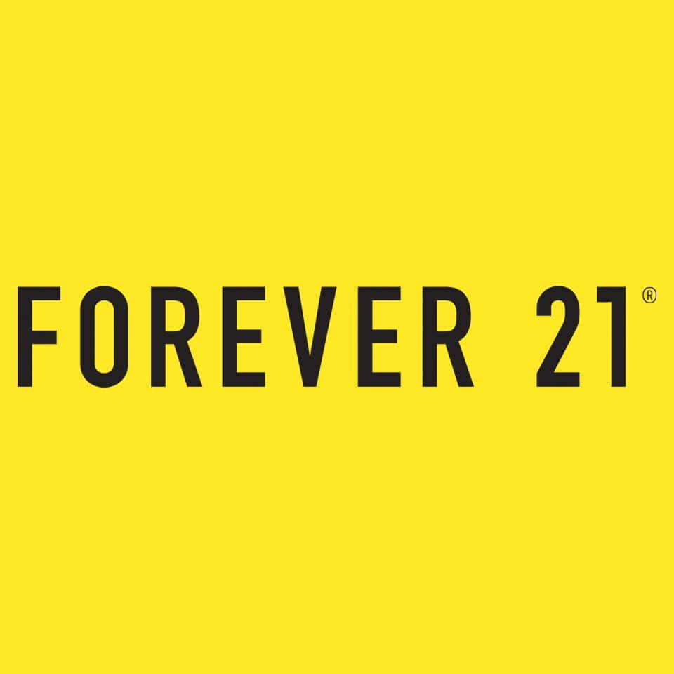 Forever 21 品牌標誌，以黑色文字顯示於黃色背景上