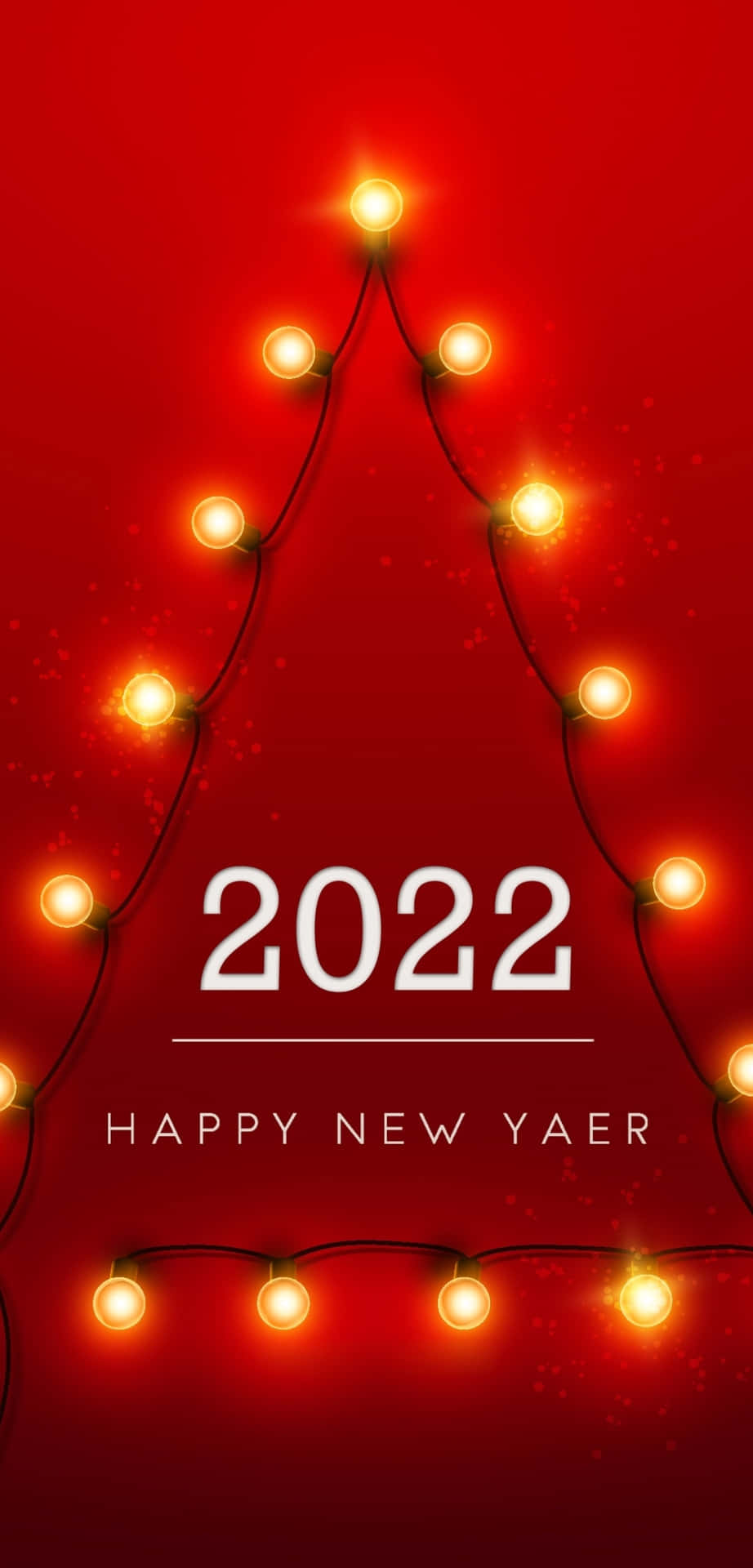 發光燈泡串成樹形，附有2022年文字，用於新年慶祝。
