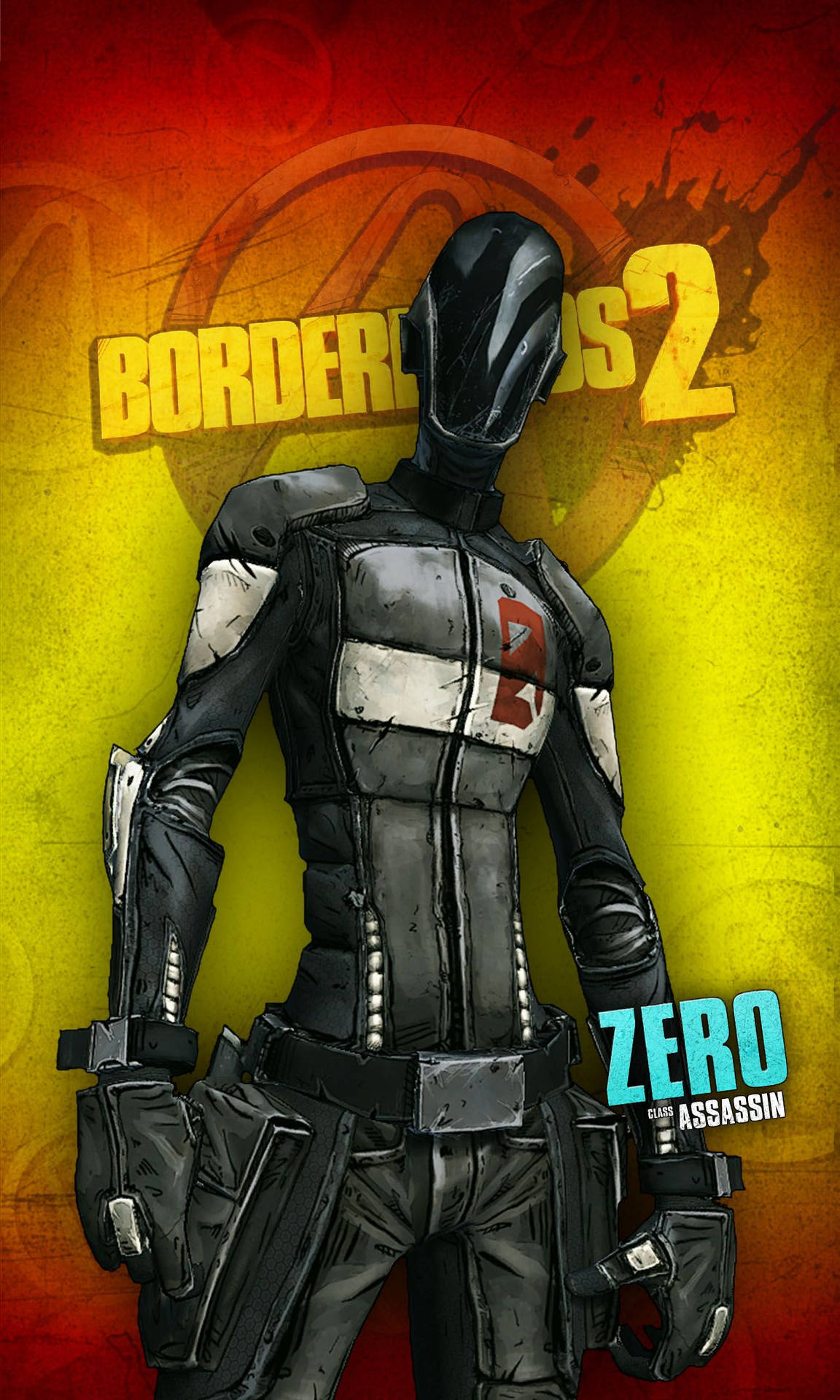 來自 Borderlands 2 的刺客角色，身穿黑色裝備，胸前有紅色數字二。