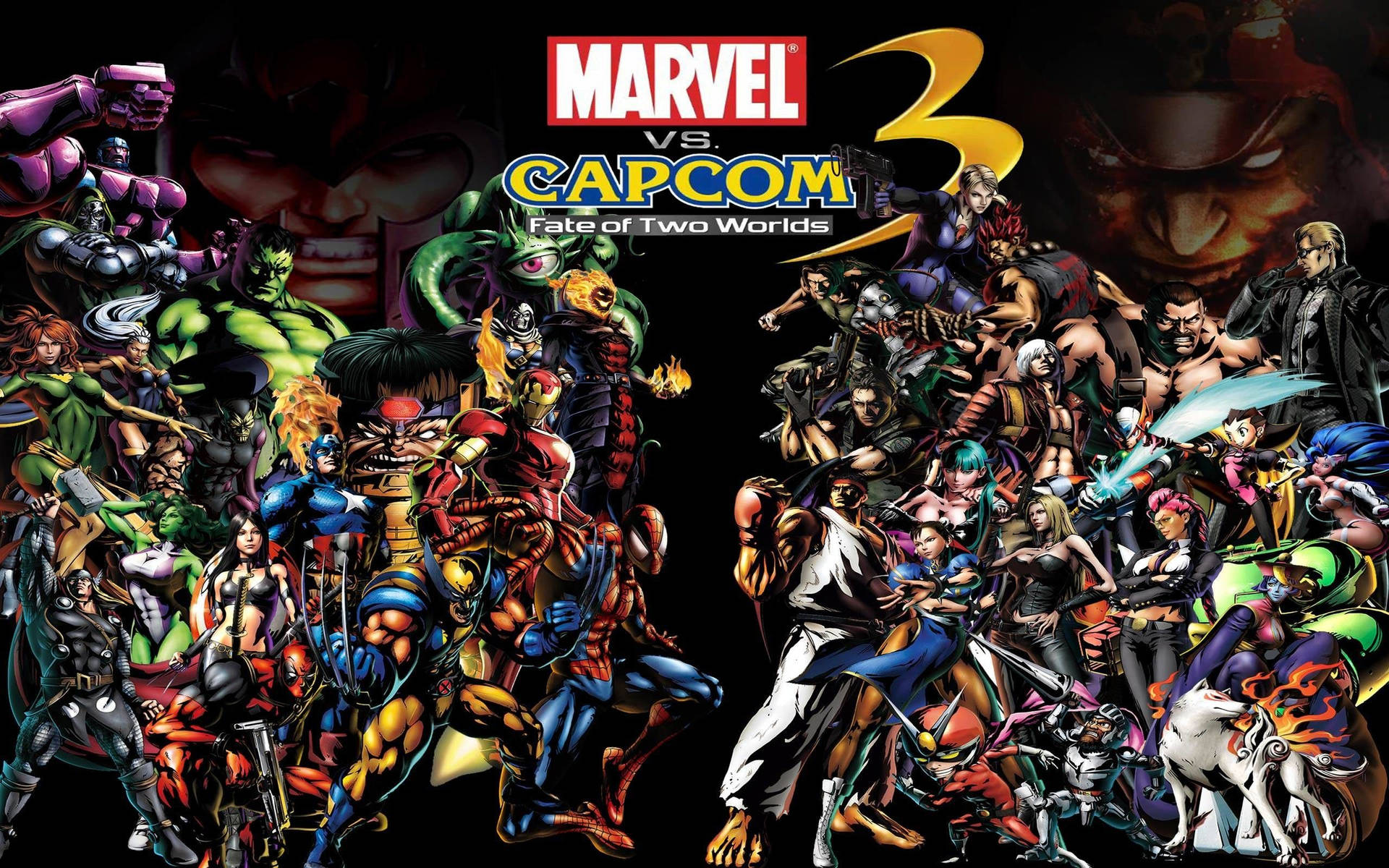 Marvel vs Capcom 3 遊戲封面，英雄和反派準備戰鬥。