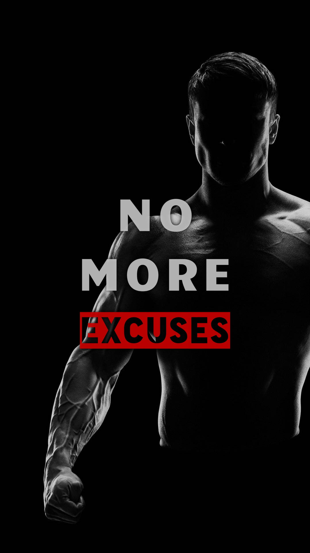 肌肉男剪影與文字 no more excuses