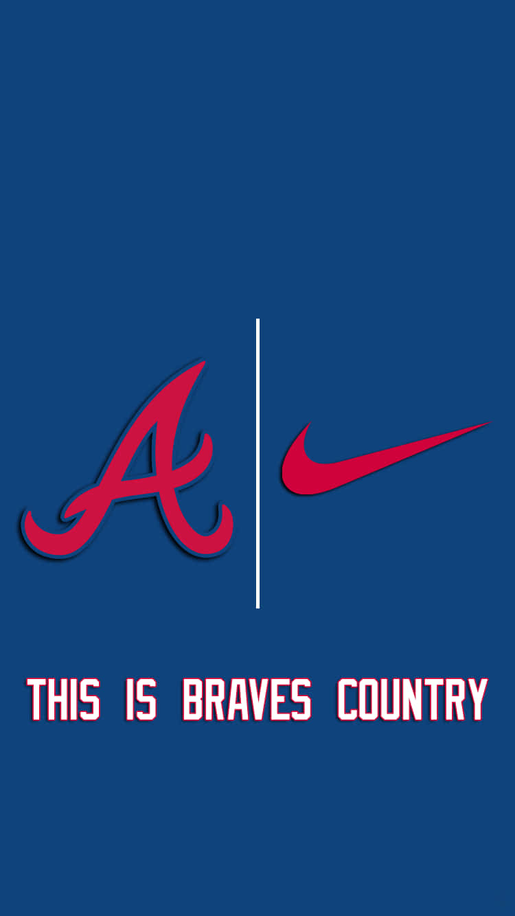 藍色背景上帶有「THIS IS BRAVES COUNTRY」文字的勇士隊和Nike標誌