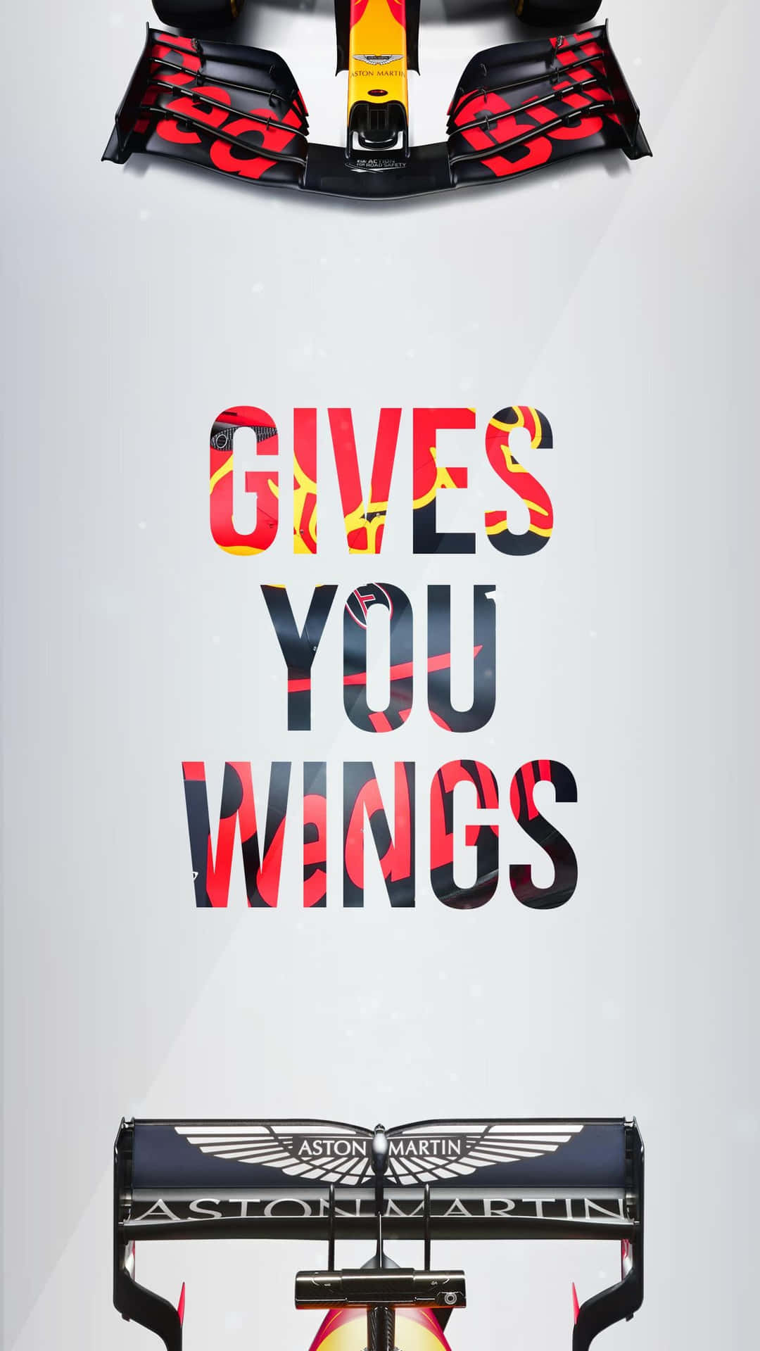 一級方程式賽車翼與 'GIVES YOU WINGS' 文字圖形