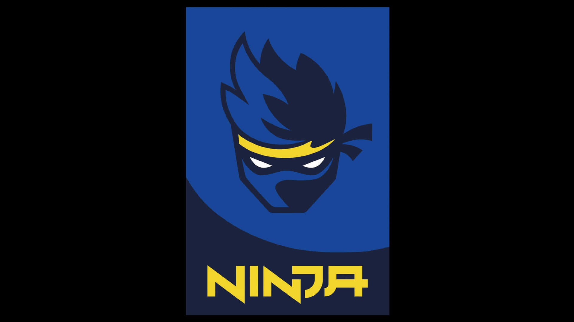 忍者標誌，包含風格化的忍者臉孔，帶有黃色眼帶和粗體黃色文字。