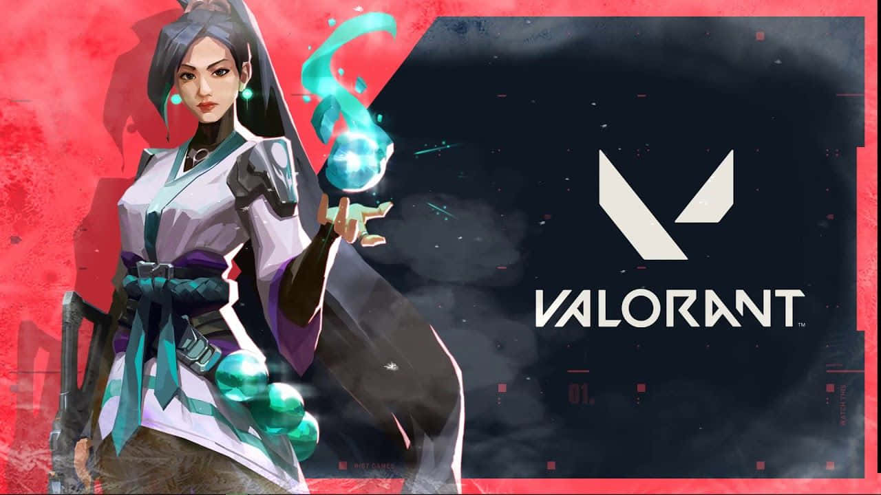 Valorant角色手持發光球體，帶有遊戲標誌