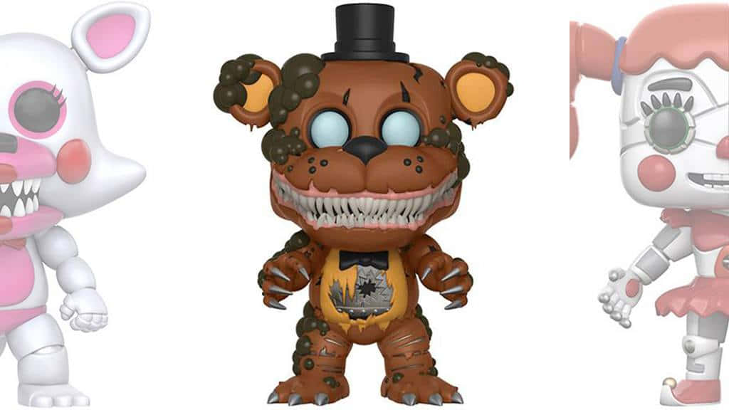 三個恐怖主題的機械動物 Funko Pop! 人偶，具有鋒利的牙齒和腐朽的特徵。