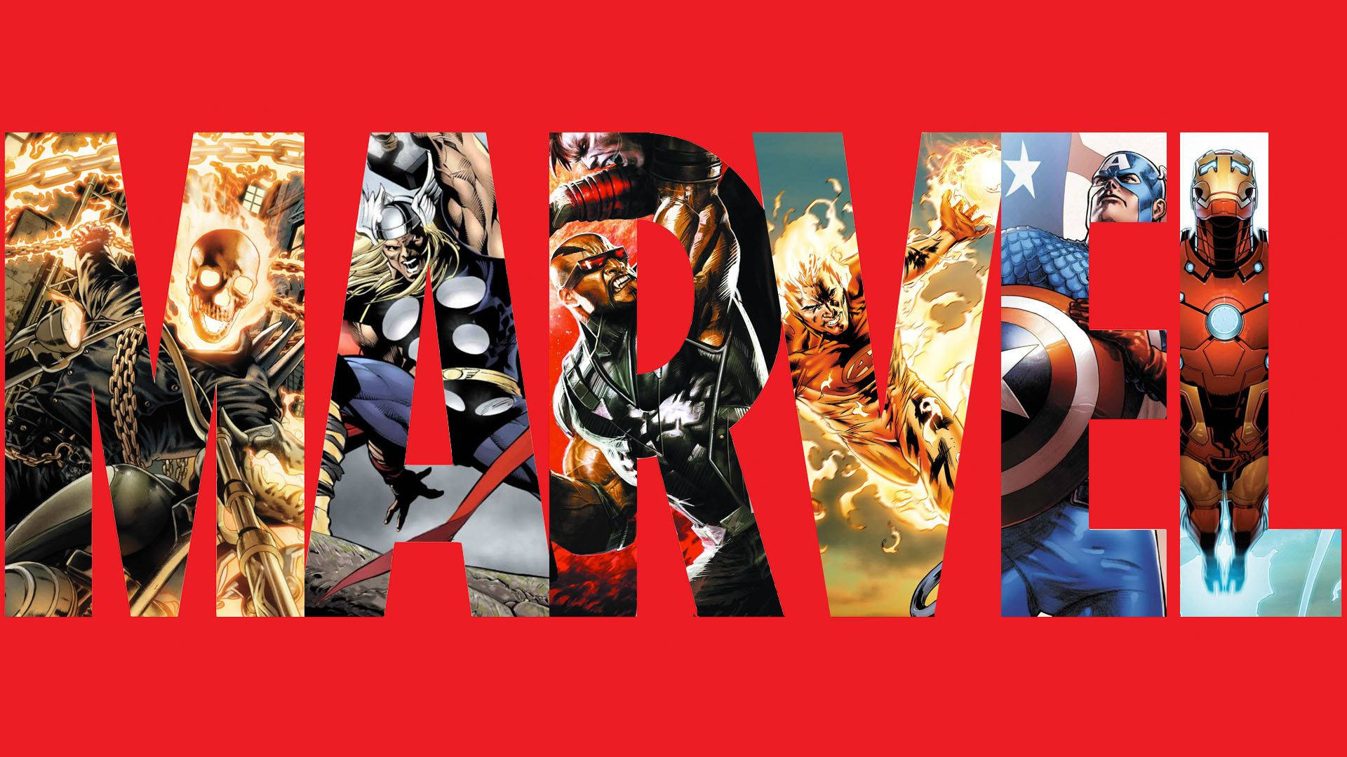 Marvel超級英雄包括幽靈騎士、雷神、黑豹、美國隊長和鐵甲奇俠。