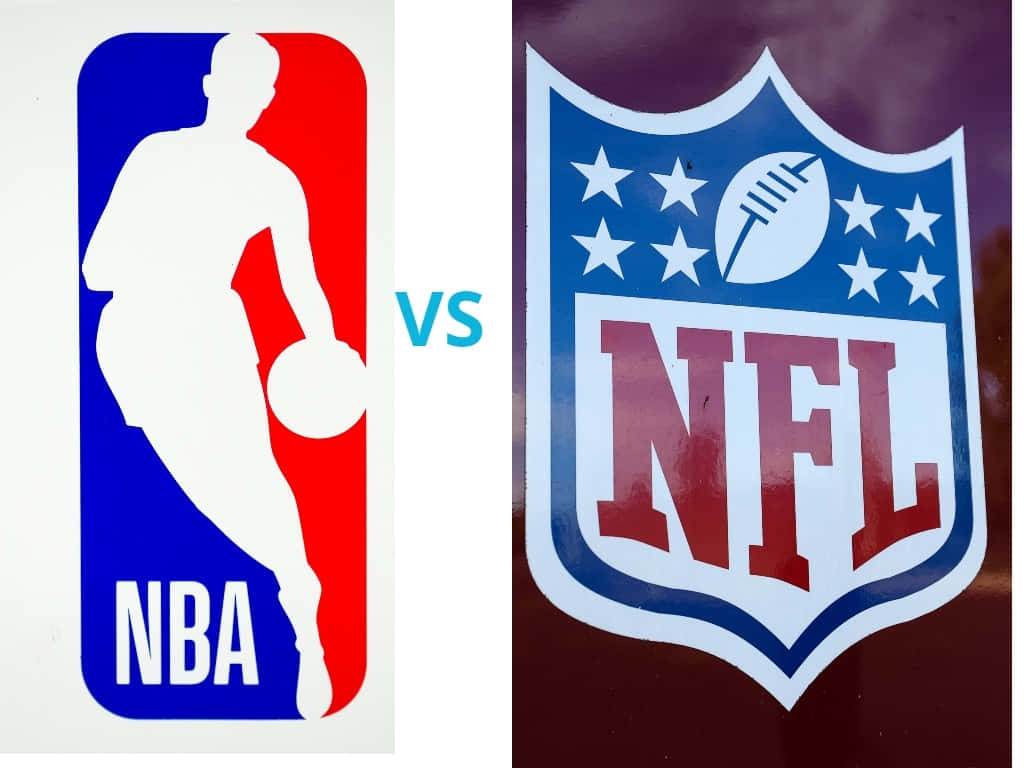 NBA 標誌對決 NFL 標誌並排，帶有「VS」文字。