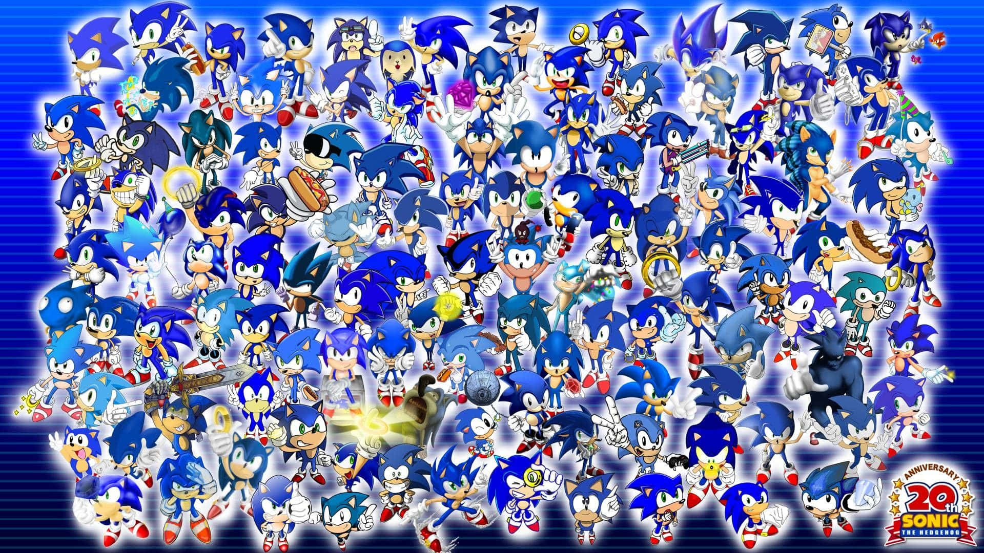 以數百個藍色和白色的角色變體慶祝 Sonic the Hedgehog。