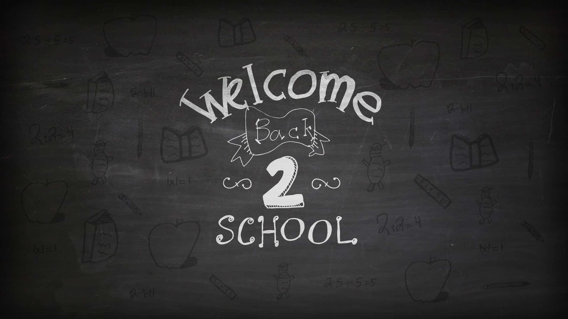 帶有「Welcome Back 2 School」和學校主題塗鴉的黑板。