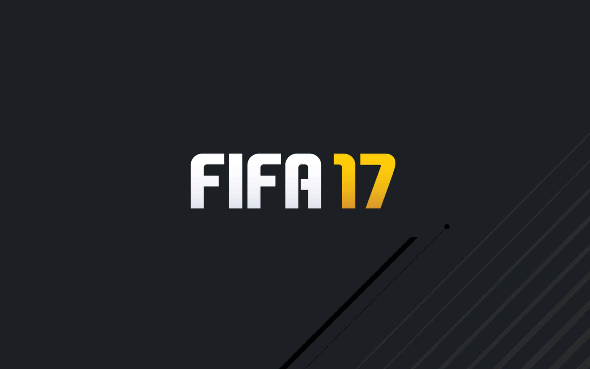 深色背景上帶有對角線的 FIFA 17 電子遊戲標誌。
