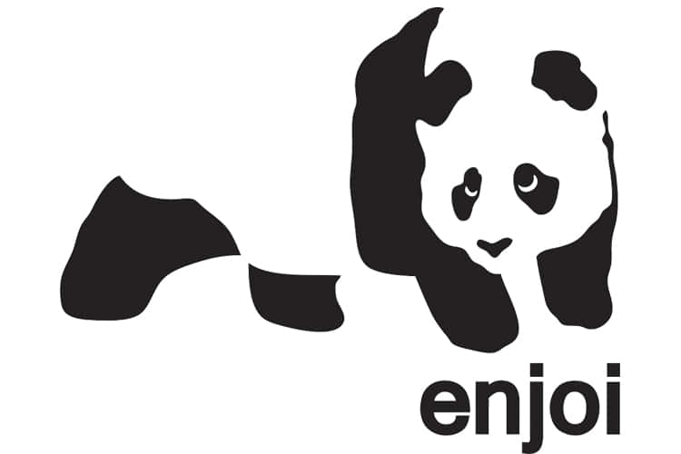 黑白熊貓標誌，下方有enjoi字樣。