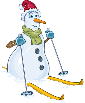 滑雪雪人節日插圖 壁紙