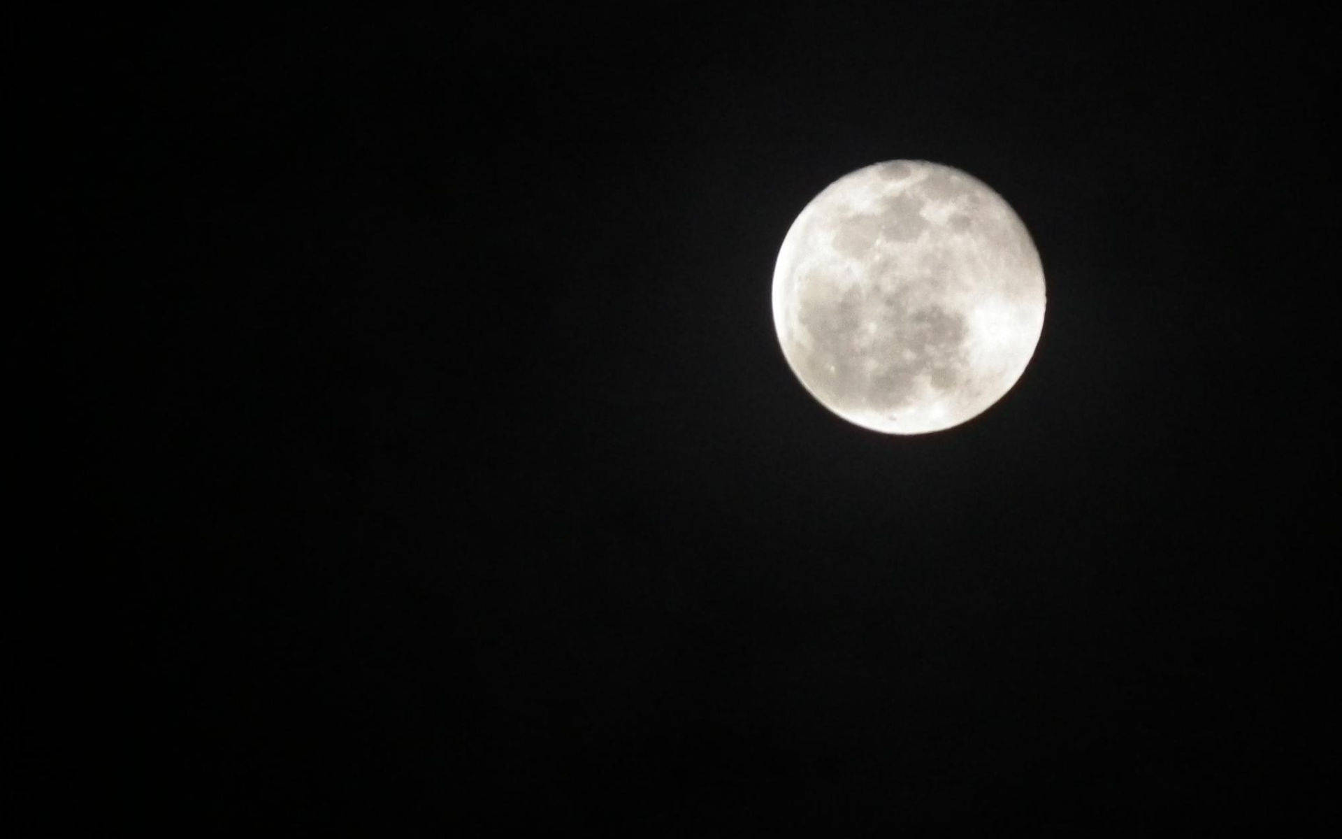 滿月與黑色背景 壁紙 — 一輪明亮的滿月在深黑色的夜空中發光，看不見雲層或星星。