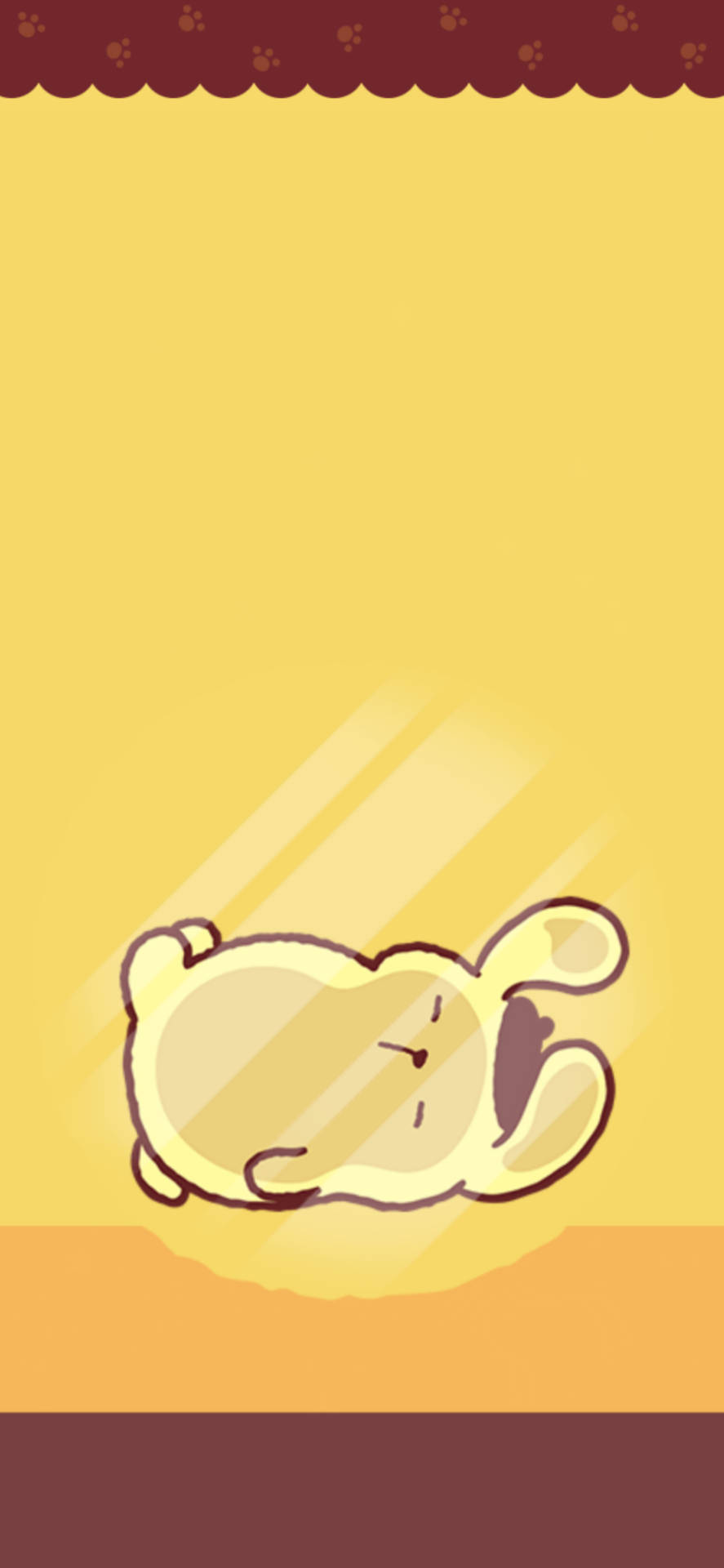 一隻卡通兔在黃色地板上睡覺，有陽光照射。 — 布甸狗 GIF 壁紙