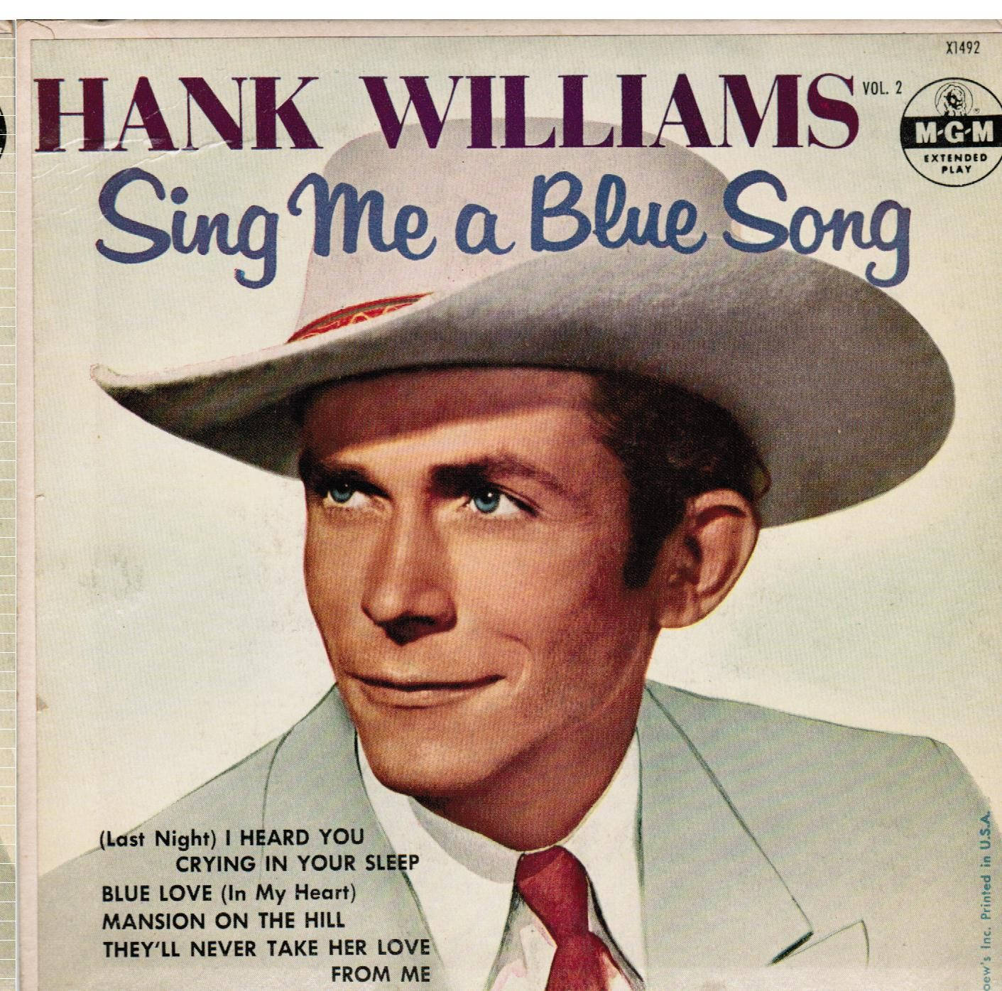 Hank Williams 專輯封面，附有歌曲名稱和 MGM 標誌。